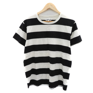 アニエスベーオム Agnes b. homme Tシャツ カットソー 半袖 ラウンドネック ボーダー柄 T3 黒 ブラック /YK47 メンズ