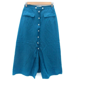  Moussy moussy кнопка down юбка flair юбка длинный длина лен linen.1 S синий голубой /HO37 #MO женский 