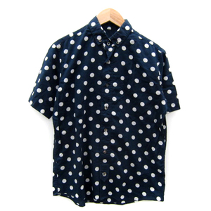  Takeo Kikuchi 40ct&525 casual shirt short sleeves button down dot pattern polka dot pattern navy blue navy /SY11 men's 