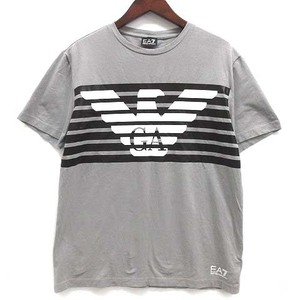 エンポリオアルマーニ EMPORIO ARMANI EA7 2022SS ビッグ イーグル プリント ストレッチ Tシャツ カットソー 半袖 グレー XL 3LPT60 PJ3NZ