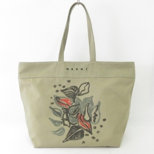  Marni MARNI 20SSshopa- большая сумка ручная сумочка парусина цветочный принт Италия производства оттенок бежевого мужской женский 