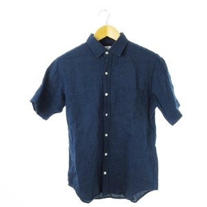 コーエン coen シャツ レギュラー 半袖 コットン シャリ感 さっくり 薄手 清涼感 ポケット M 青 ブルー /CK2 ☆ メンズ