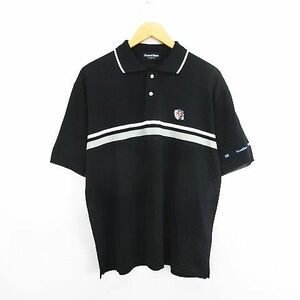 マンシングウェア MUNSINGWEAR GrandSlam ニット ポロシャツ 半袖 ロゴ LL ブラック ゴルフウェア ※EKM メンズ