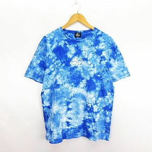 キャンプセブン CAMP7 Tシャツ カットソー 半袖 クルーネック タイダイ柄 ロゴ コットン L ブルー ※EKM メンズ