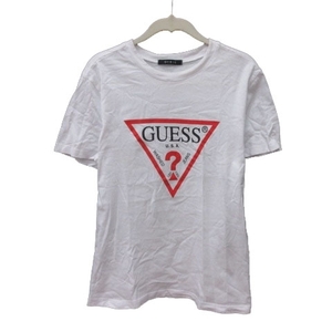 ゲス GUESS Tシャツ カットソー クルーネック プリント 半袖 M 白 ホワイト 赤 レッド 黒 ブラック /MS メンズ