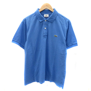 ラコステ LACOSTE ポロシャツ 半袖 ポロカラー 無地 5 XL 青 ブルー /YK24 メンズ