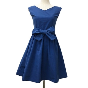  La Totalite La TOTALITE One-piece flair gya The -A line Mini ribbon plain no sleeve 36 blue blue lady's 