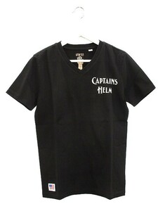 キャプテンズヘルム CAPTAINS HELM Vネック Tシャツ ロゴ プリント S ブラック 黒 トップス 半袖 カットソー メンズ