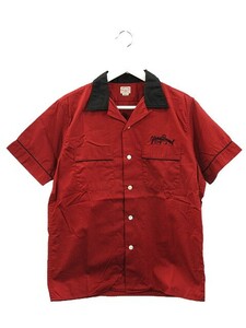 クーティー COOTIE ボウリング シャツ 刺繍 S レッド 赤 ブラック 黒 ボーリング 半袖 トップス メンズ
