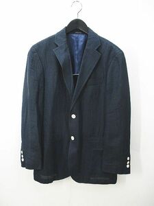 シッスル THISTLE テーラード ジャケット S 紺系 ネイビー ミックス 背抜き ボタン 麻 リネン 綿 コットン メンズ