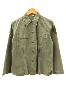 ヴィンテージ VINTAGE U.S.ARMY 40s M-47 ユーティリティシャツ WOMEN HBT ガスフラップ 腕章 オリーブ M レディース