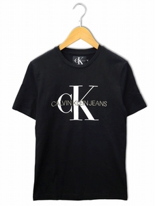 カルバンクラインジーンズ Calvin Klein Jeans クルーネック ロゴ プリント 刺繍 半袖 Tシャツ カットソー XS BLACK(ブラック) メンズ