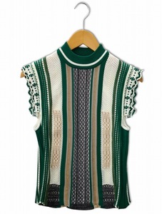 マメクロゴウチ Mame Kurogouchi KNIT STRIPE TOPS ニット ストライプ トップス プルオーバー 1 GREEN(グリーン) レディース