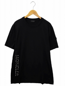 モンクレール MONCLER 2023SS MAGLIA MANICHE CORTE SS T-SHIRT クルーネック ラバーワッペン 半袖 Tシャツ カットソー XXL BLACK(ブラック