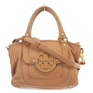 トリーバーチ TORY BURCH ハンドバッグ ショルダーバッグ 2way ロゴ レザー ピンクべージュ /SR32 レディース