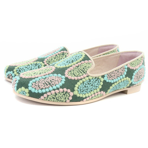  mina perhonen mina perhonen 23SS tarte aurinko shoes total pattern embroidery 23cm green green /SR25 lady's 