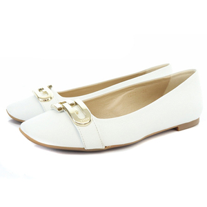  Furla FURLA CHAIN BALLERINA pumps leather square tu leather 36 23cm white white /SR31 lady's 