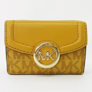 マイケルコース MICHAEL KORS JET SET FULTON MK柄 コンパクト ウォレット 三つ折り 財布 レザー 黄色系 イエロー系 レディース