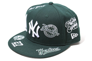 56.8cm 未使用品 NEW ERA ニューエラ 59FIFTY Allover ニューヨーク ヤンキース ベースボール キャップ 帽子 7 1/8 ダークグリーン /● メ