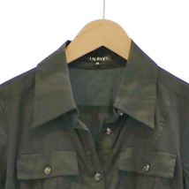 インディヴィ INDIVI サファリシャツ ワンピース ひざ丈 半袖 36 ブラック 黒 /AG レディース_画像3