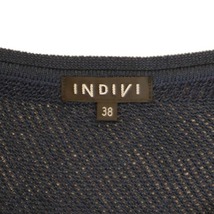 インディヴィ INDIVI Tシャツ カットソー ニット ボーダー プルオーバー Vネック バンドスリーブ 半袖 38 ネイビー /AG レディース_画像6