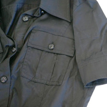 インディヴィ INDIVI サファリシャツ ワンピース ひざ丈 半袖 36 ブラック 黒 /AG レディース_画像5