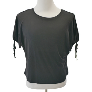 インディヴィ INDIVI Tシャツ カットソー ドルマンスリーブ ラウンドネック プルオーバー 半袖 38 ブラック 黒 /AG レディース