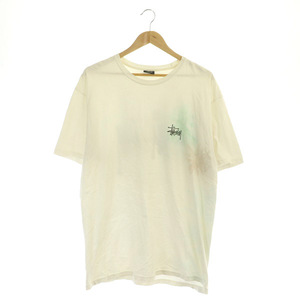 ステューシー STUSSY Tシャツ 半袖 クルーネック コットン ロゴプリント L アイボリー /MY ■GY18 メンズ