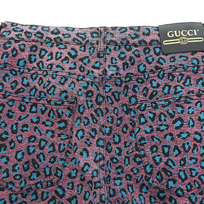 グッチ GUCCI Pink and Blue Leopard Print Skinny Jeans ピンク アンド ブルー レオパード プリント スキニー デニム ジーンズ 548271 34の画像4