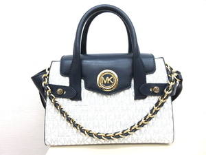 マイケルコース MICHAEL KORS 2wayショルダーバッグ ネイビー ホワイト系 30T0GNMM0B レザー ハンドバッグ MKロゴ ゴールド金具