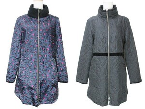 ソニアリキエル Collection 18AW リバーシブルキルト 中綿スタンドカラーアウター コート ジップアップ レオパード柄 ミドル丈 40 IBO53