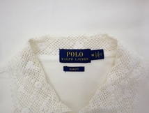 ポロ ラルフローレン POLO RALPH LAUREN SLIM FIT ポニー刺繍 襟レース 鹿の子 ポロシャツ M WHITE(ホワイト) レディース_画像3