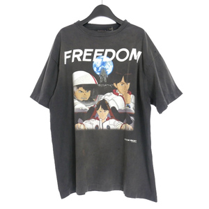 未使用品 セントマイケル SAINT MICHAEL 24SS FREEDOM FD_SS TEE ヴィンテージ加工 Tシャツ カットソー 半袖 XL ブラック 黒