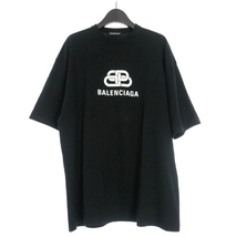 バレンシアガ BALENCIAGA BBロゴ クルーネックTシャツ カットソー 半袖 XS ブラック 黒 570803 国内正規 メンズ_画像1