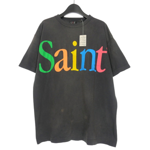 未使用品 セントマイケル SAINT MICHAEL 24SS COLORFUL SAINT ロゴプリント Tシャツ カットソー 半袖 L ブラック 黒 SM-YS-0000-001 メンズ