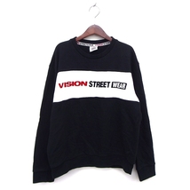 ヴィジョン ストリート ウェア VISION STREET WEAR トレーナー スウェット リブ ロゴ コットン 綿 長袖 L 黒 ブラック /NT3 メンズ_画像1