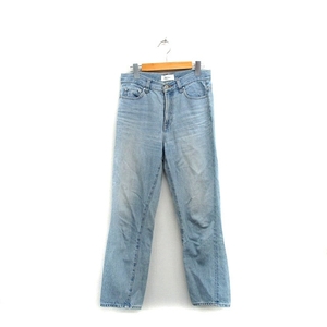 ミラオーウェン Mila Owen DENIM デニム ジーンズ テーパード ウォッシュ加工 1 ライトブルー 水色 /KT21 レディース