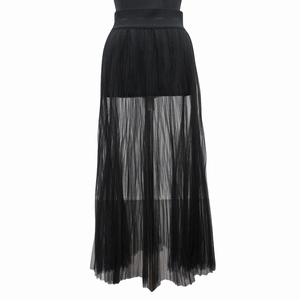 美品 23SS ハイク HYKE TULLE PLEATED SKIRT チュール プリーツ スカート イージー フレア シフォン ロゴ 231-14133 黒 ブラック