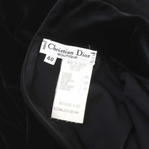クリスチャンディオール Christian Dior ヴィンテージ ベロアボディスーツ 長袖 ハイネック レース 40 黒 ブラック /MI ■OS ■SH レディー_画像3