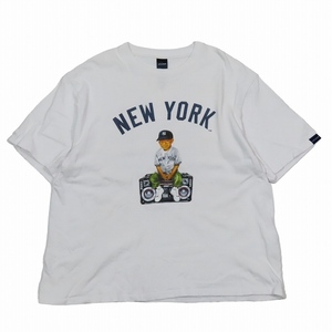 アップルバム APPLEBUM NEWYORK YANKEES BOY T-SHIRT 半袖 Tシャツ ラウンドネック プリント カットソー L 白 ホワイト/3 メンズ