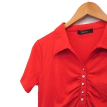 イマージュ iMAGE カットソー Tシャツ 半袖 ハーフボタン シンプル L オレンジ 橙色 /KT2 レディース_画像6