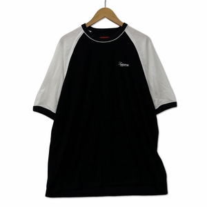 シュプリーム SUPREME 23SS Terry Raglan S/S Top メッシュ ラグランスリーブ Tシャツ カットソー M ブラック/ホワイト