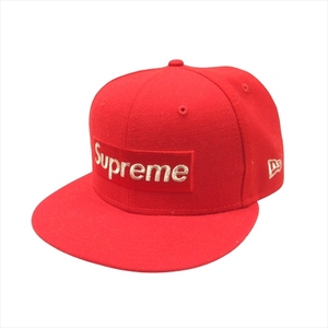 美品 20ss シュプリーム × ニューエラ SUPREME × NEW ERA ワンミリオンダラーメタリックボックスロゴキャップ 7 1/2 赤 レッド メンズ