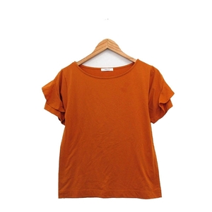 オペークドットクリップ OPAQUE.CLIP カットソー Tシャツ 半袖 フリル シンプル M オレンジ 橙色 /KT9 レディース