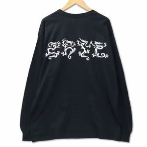 exodus エクソダス INSTATE-LSTEE-01 TRIBAL DRAGON LONG SLEEVE T-SHIRT トライバル ドラゴン ロングスリーブ Tシャツ L ブラック