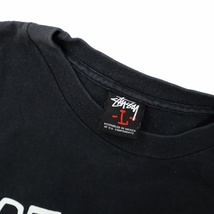 ステューシー STUSSY クルーネック 半袖 ロゴプリント カットソー Tシャツ L ブラック_画像3