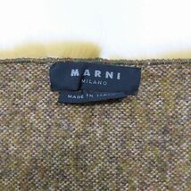 マルニ MARNI ラビットファー マフラー イエロー系 ベルベットフリンジ 裏ツイード レディース▲C4_画像3