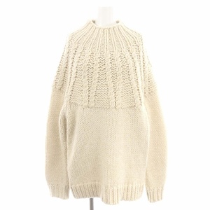 クラネ CLANE 23AW CHUNKY CABLE HAND KNIT TOPS ニット セーター チャンキーケーブルハンドニット ウール 長袖 1 ライトベージュ /HS ■OS