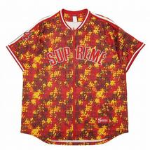 極美品 21AW シュプリーム SUPREME Kanji Camo Zip Up Baseball Jersey 漢字 カンジ カモ ジップアップ ベースボール ジャージー シャツ_画像1