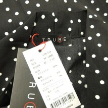 未使用品 TRUBE ファッションメッセージ ドット ワンピース ドレス カットソー M～L 黒 ブラック レディース_画像5